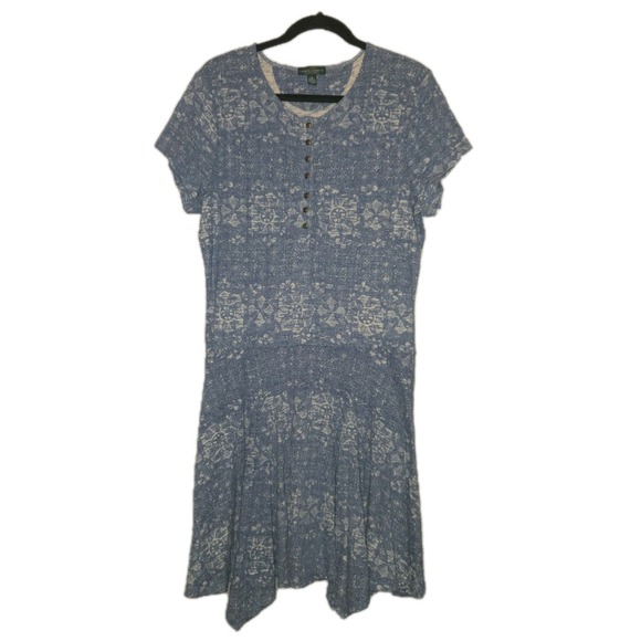 Lauren Ralph Lauren Dresses & Skirts - Lauren Ralph Lauren Dress Womens XL Blue Geometric Print 100% Cotton Jersey Soft